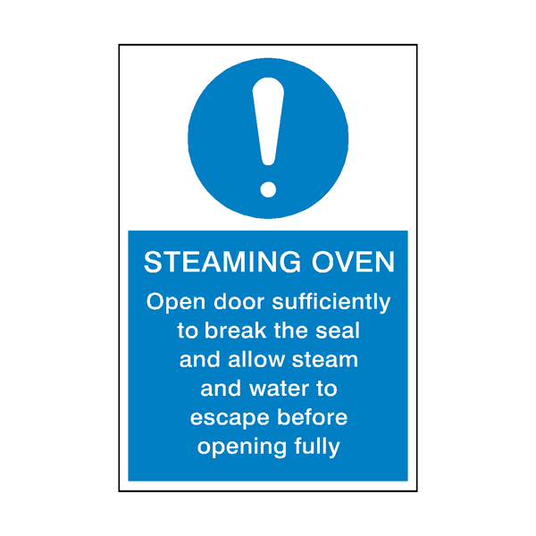 Steaming Oven Instructions Sign - PVC Safety Signs