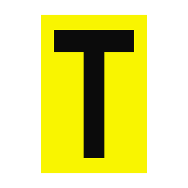 Letter T Yellow Sign - PVC Safety Signs