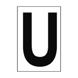 Letter U White Sign - PVC Safety Signs