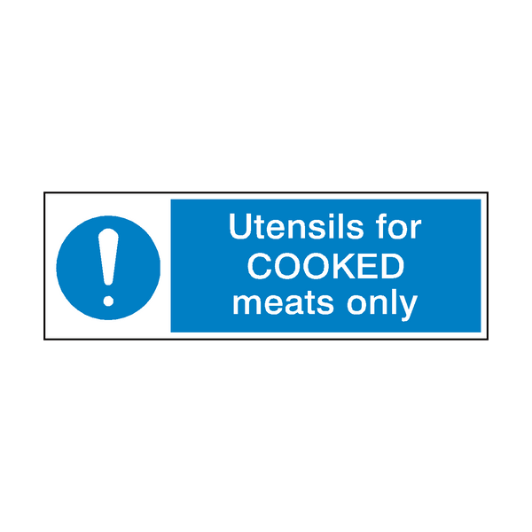 Cook Meat Signage Utensils For Cooked Meat Hygiene Sign | PVC Safety Signs