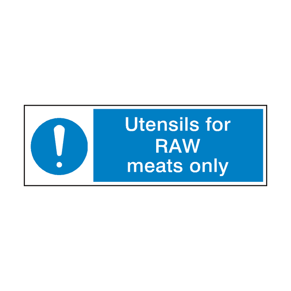 Utensils For Raw Meat Hygiene Sign - PVC Safety Signs