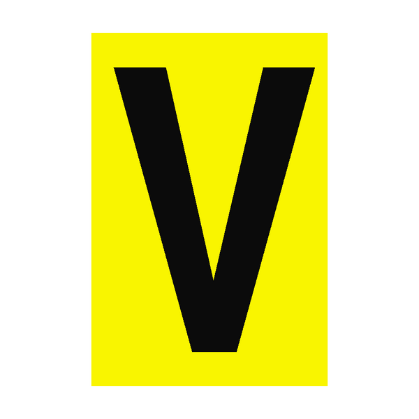 Letter V Yellow Sign - PVC Safety Signs