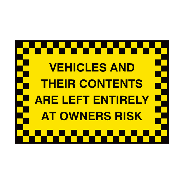 Vehicle Contents Security Sign - PVC Safety Signs