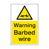 Warning Barbed Wire Sign Portrait - PVC Safety Signs