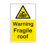 Warning Fragile Roof Sign Portrait - PVC Safety Signs