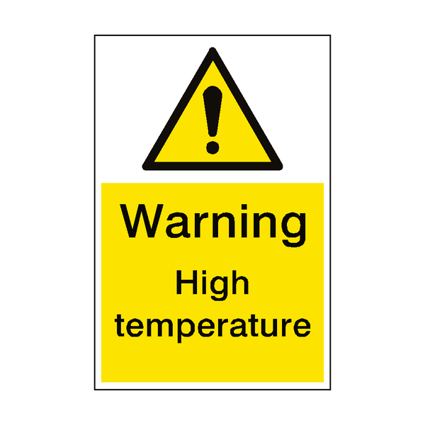 Warning High Temperature Sign Portrait - PVC Safety Signs