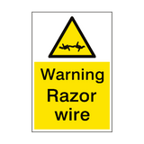 Warning Razor Wire Sign Portrait - PVC Safety Signs