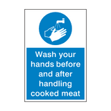 Wash Your Hands Cooked Meat Sign - PVC Safety Signs