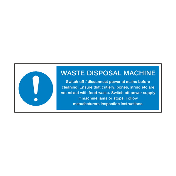 Waste Disposal Machine Instructions Sign - PVC Safety Signs
