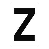 Letter Z White Sign - PVC Safety Signs