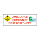 Ambulance Community First Responder sign - PVC Safety Signs