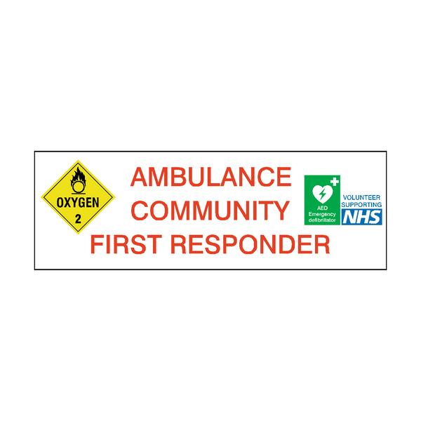Ambulance Community First Responder sign - PVC Safety Signs
