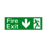 Fire Exit Arrow Down Sign - PVC Safety Signs