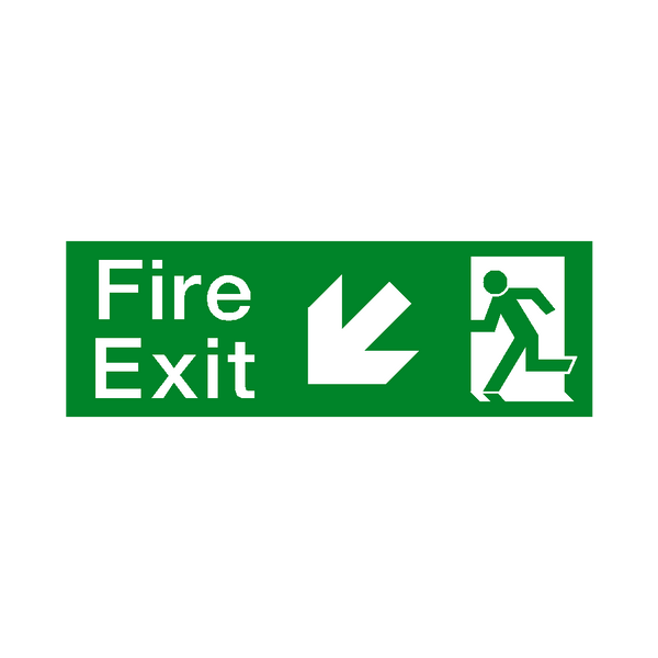 Fire Exit Arrow Down Left Sign - PVC Safety Signs