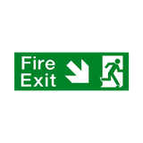 Fire Exit Arrow Down Right Sign - PVC Safety Signs