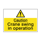 Caution Crane Swing Hazard Sign - PVC Safety Signs