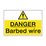 Danger Barbed Wire Hazard Sign - PVC Safety Signs