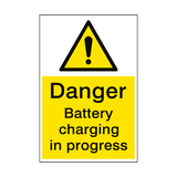 Danger Battery Charging Sign - PVC Safety Signs