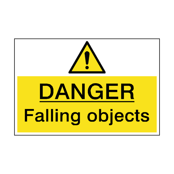 Danger Falling Objects Hazard Sign - PVC Safety Signs