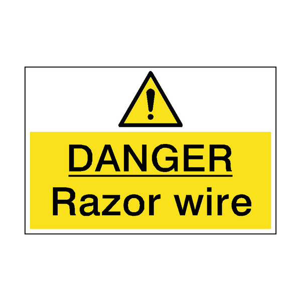 Danger Razor Wire Hazard Sign - PVC Safety Signs
