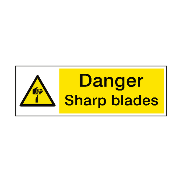 Danger Sharp Blades Sign - PVC Safety Signs