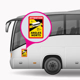 Blind Spot Angles Morts Coach / Bus Magnetic Sign - Safety-label.co.uk