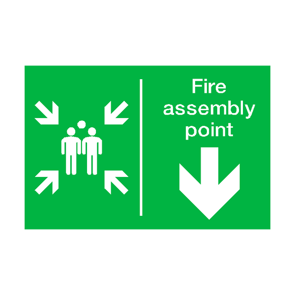 Fire Assembly Point Arrow Down Sign - PVC Safety Signs