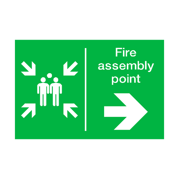 Fire Assembly Point Arrow Right Sign - PVC Safety Signs