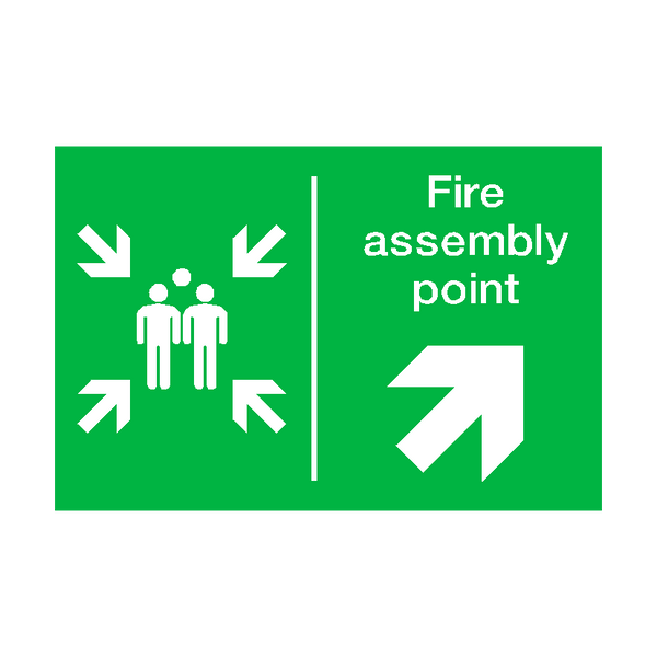 Fire Assembly Point Arrow Up Right Sign - PVC Safety Signs