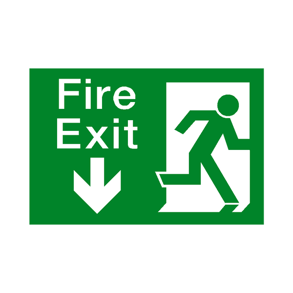 Fire Exit Down Arrow Sign - PVC Safety Signs
