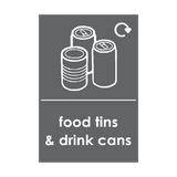 Food Tins and Drink Cans Waste Recycling Signs - PVC Safety Signs