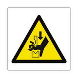 Hand Crush in Press Hazard Symbol Sign - PVC Safety Signs