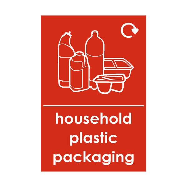 Household Plastic Packaging Waste Recycling Signs - PVC Safety Signs