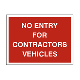 No Entry Contractor Vehicles Sign - PVC Safety Signs