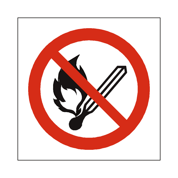 No Open Flame Symbol Sign - PVC Safety Signs