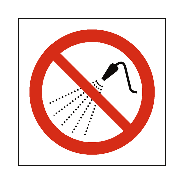No Water Spray Symbol Sign - PVC Safety Signs