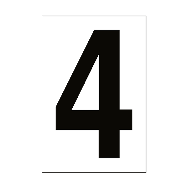 4 Sign Picture Number Sign 4 White | PVC Safety Signs
