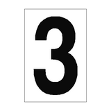 Number Sign 3 White - PVC Safety Signs