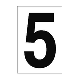Number Sign 5 White - PVC Safety Signs
