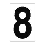 Number Sign 8 White - PVC Safety Signs