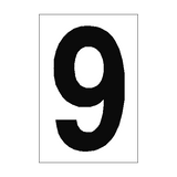 Number Sign 9 White - PVC Safety Signs