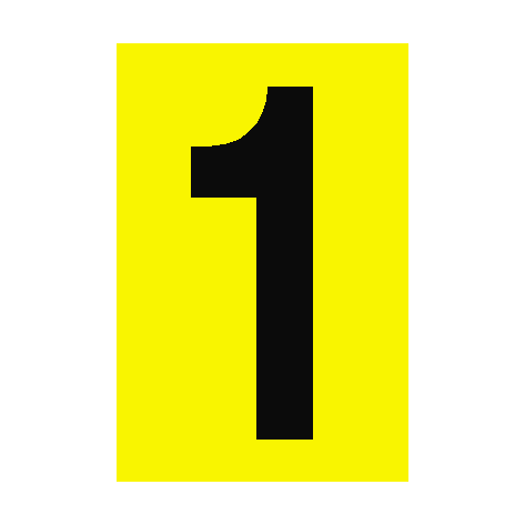 Number Sign 1 Yellow - PVC Safety Signs