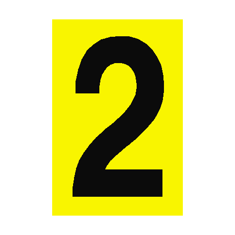 Number Sign 2 Yellow - PVC Safety Signs