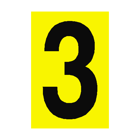 Number Sign 3 Yellow - PVC Safety Signs