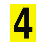 Number Sign 4 Yellow - PVC Safety Signs