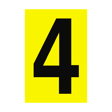 Number Sign 4 Yellow - PVC Safety Signs