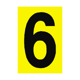 Number Sign 6 Yellow - PVC Safety Signs
