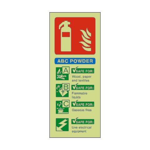 ABC Powder Fire Extinguisher Photoluminescent Sign - PVC Safety Signs