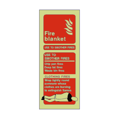 Fire Blanket Fire Extinguisher Photoluminescent Sign - PVC Safety Signs