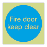 Fire Door Keep Clear Photoluminescent Sign - PVC Safety Signs